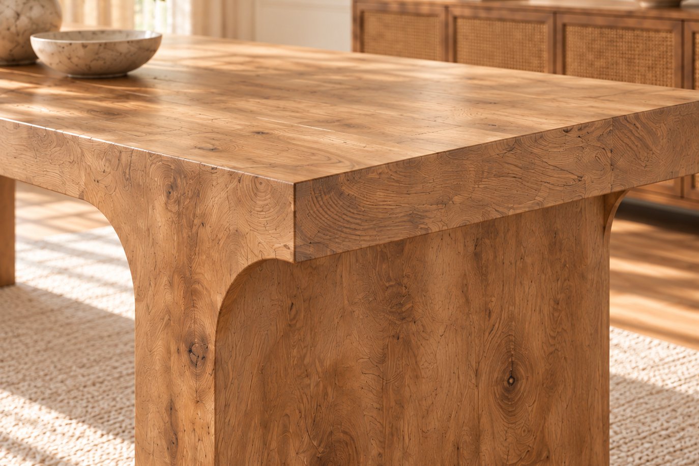 Arched panel dining table