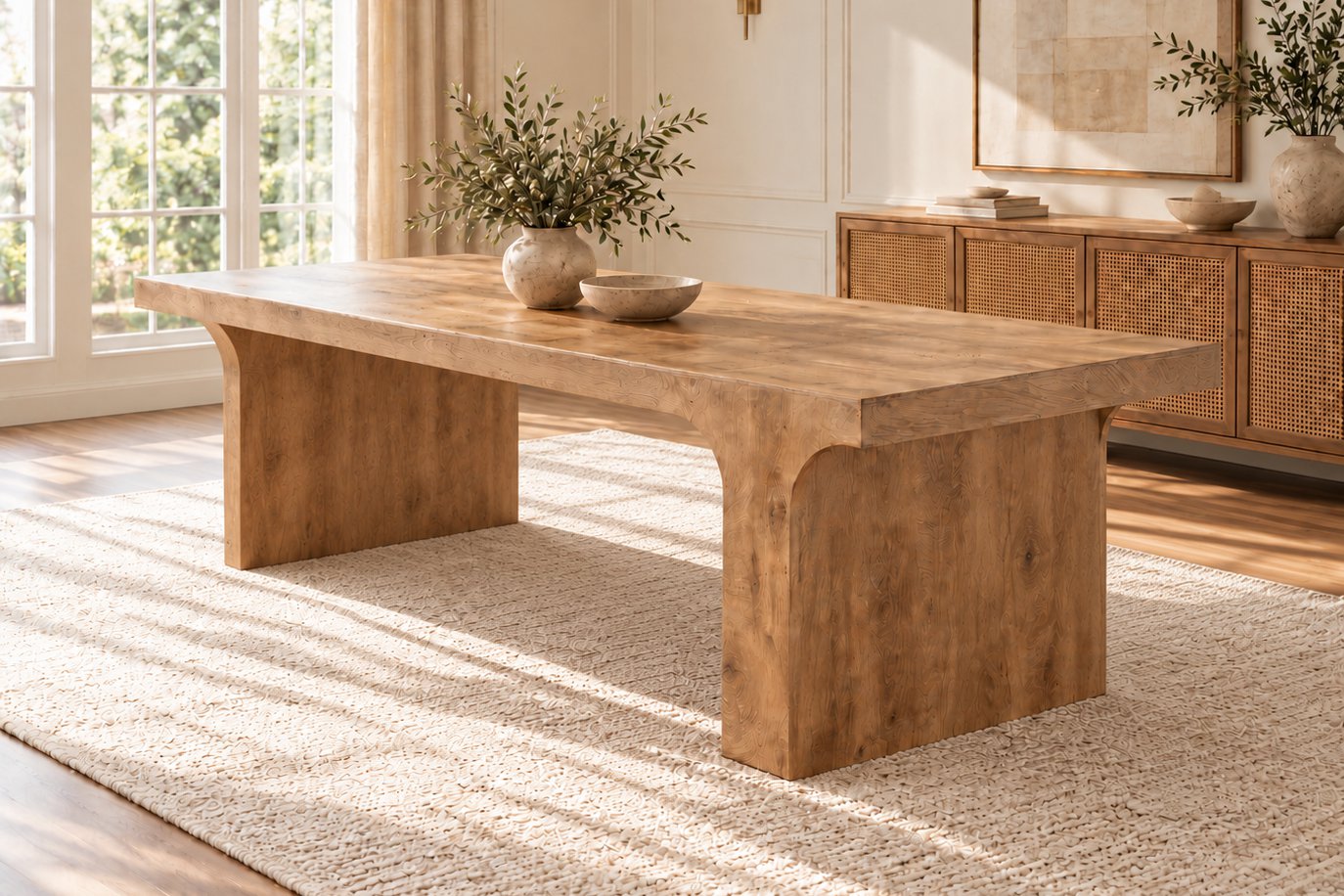 Arched panel dining table