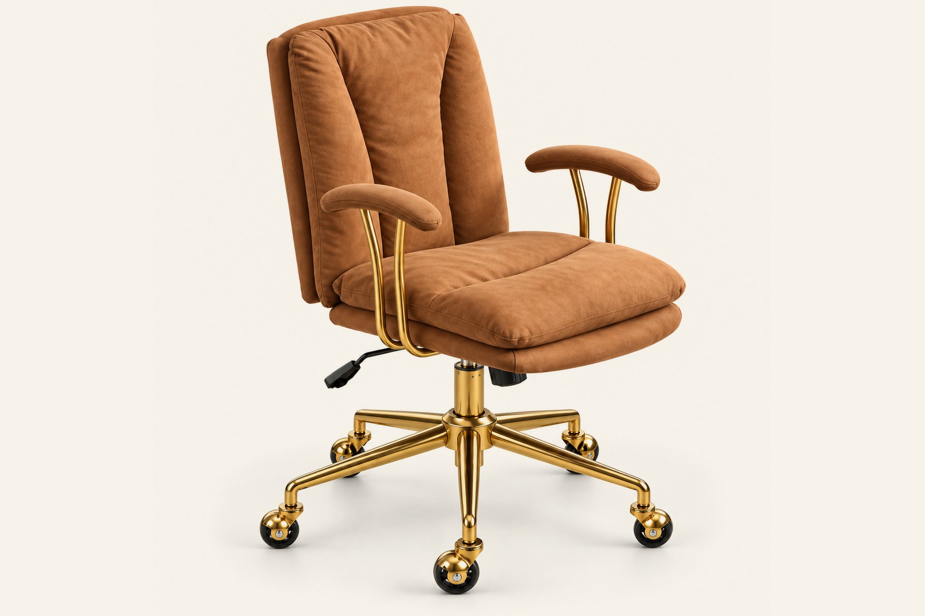 Velvet desk chair, gold frame