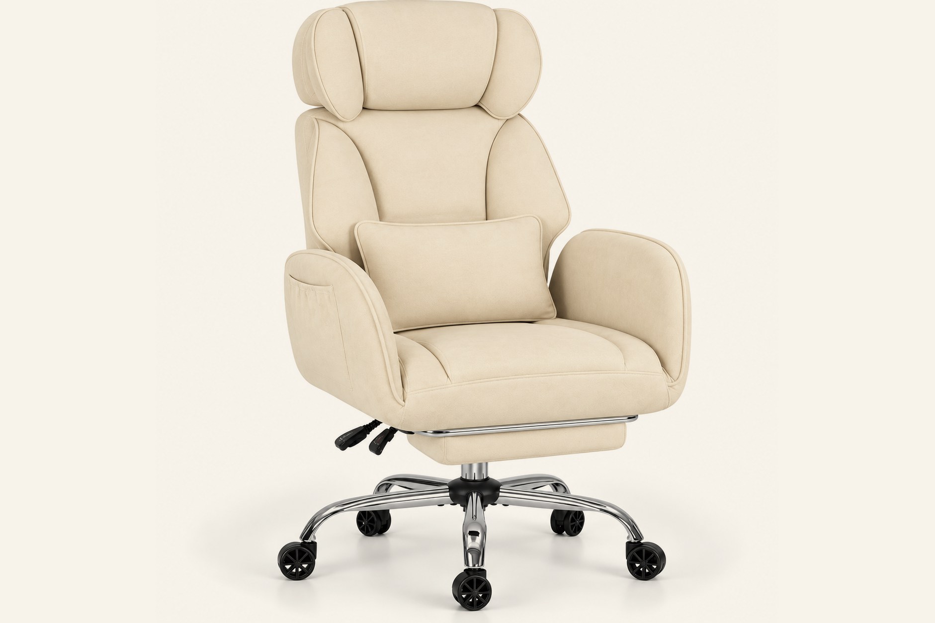 Fabric office chair with footrest