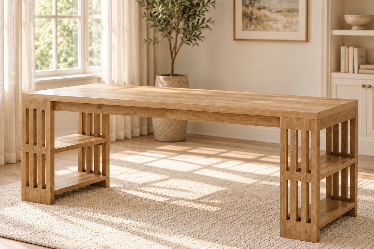 Slatted oak writing desk, view 2