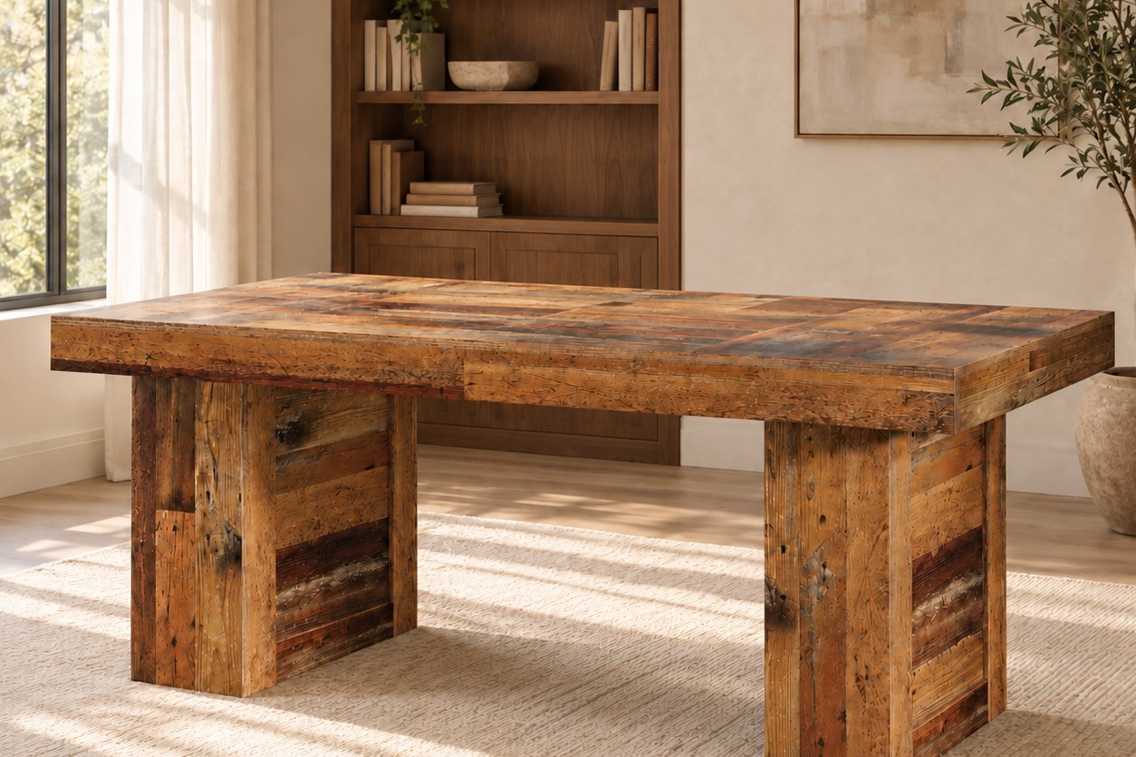Reclaimed timber desk, view 2