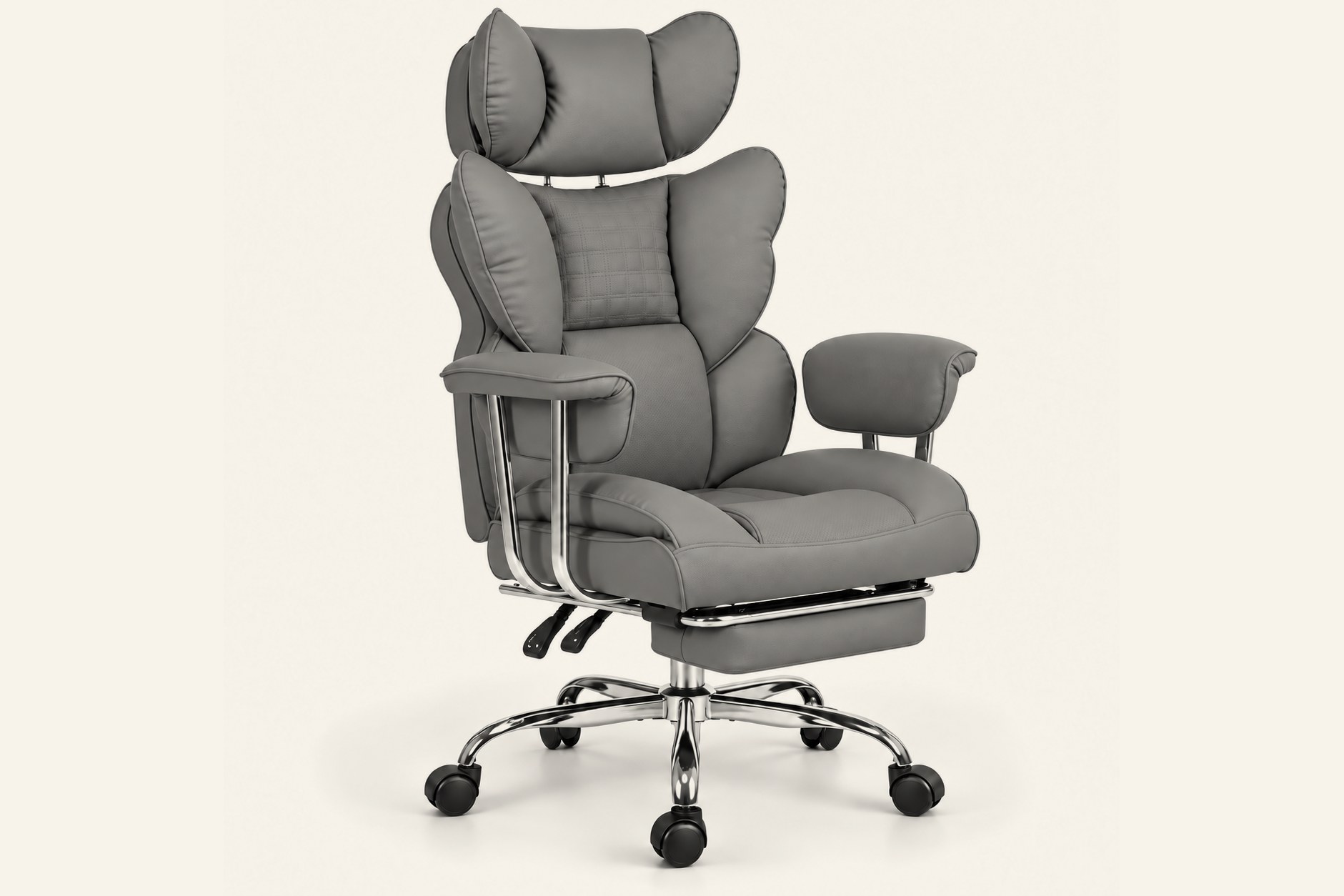 High back chair with footrest, Grey