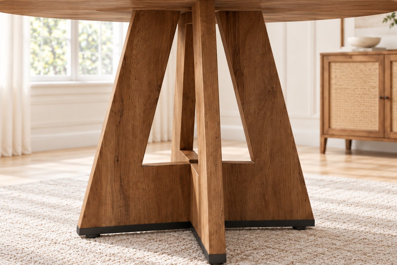Round oak pedestal table