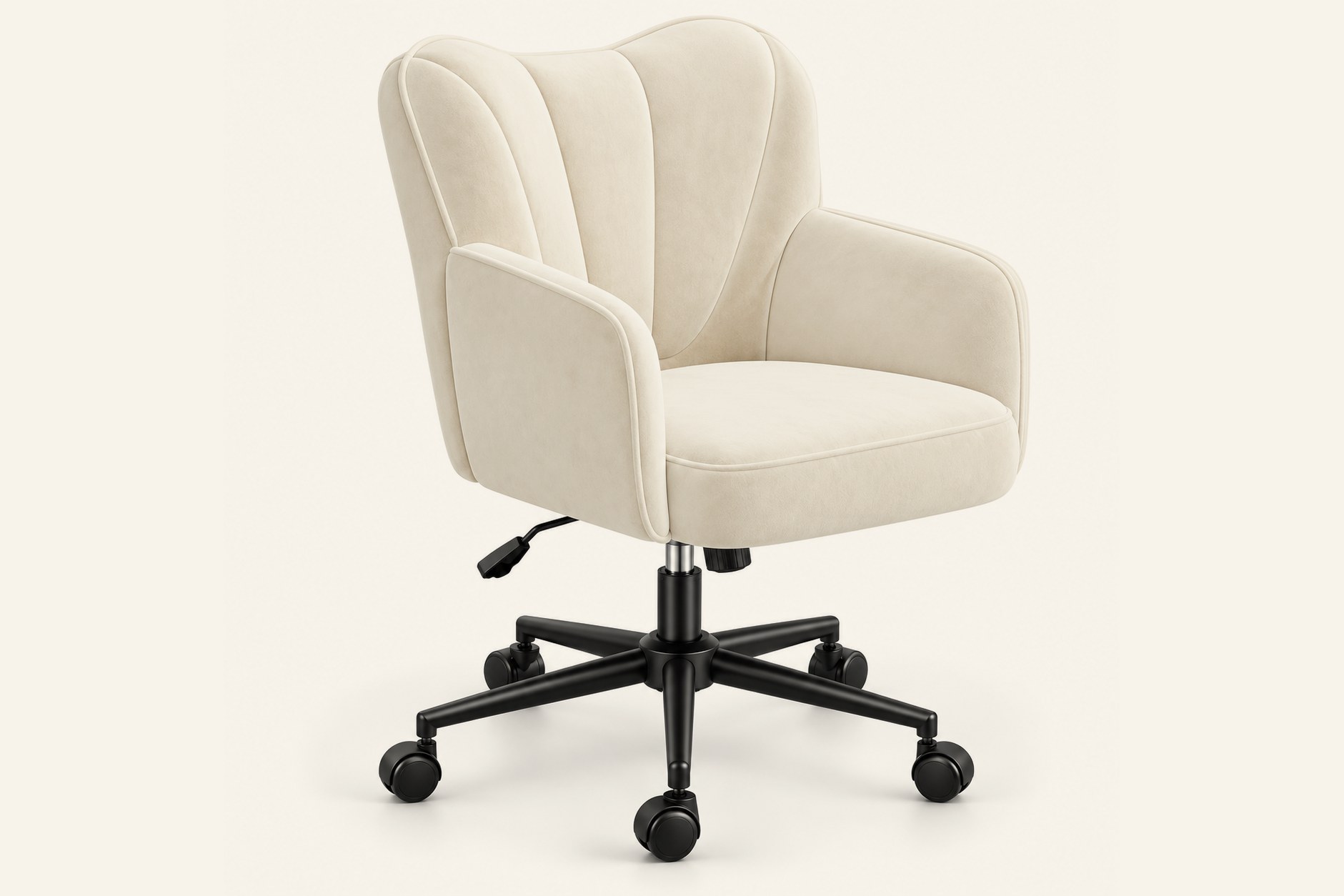 Petal back velvet chair, Cream